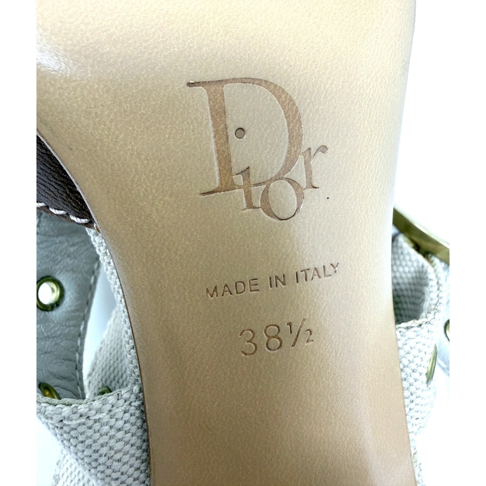 Dior Galliano Era 2002 Canvas Leather Grommet Heels Slingback 38.5‎ - Picture 7 of 10